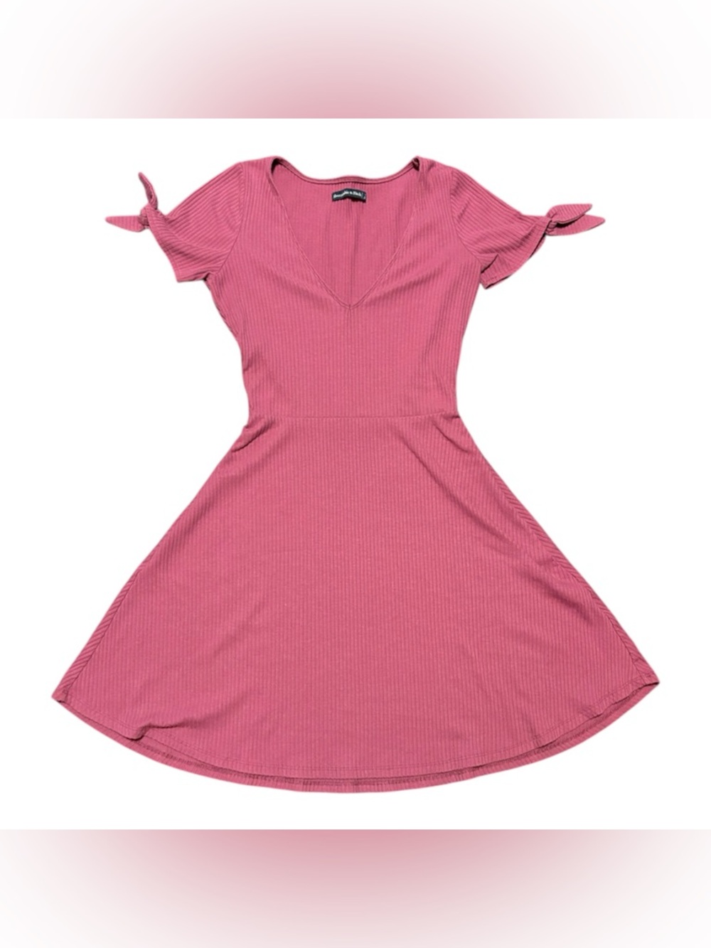 Abercrombie & Fitch Dusty Rose Ribbed V-Neck Dress